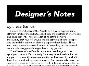 designer notes by Tracy Barnett